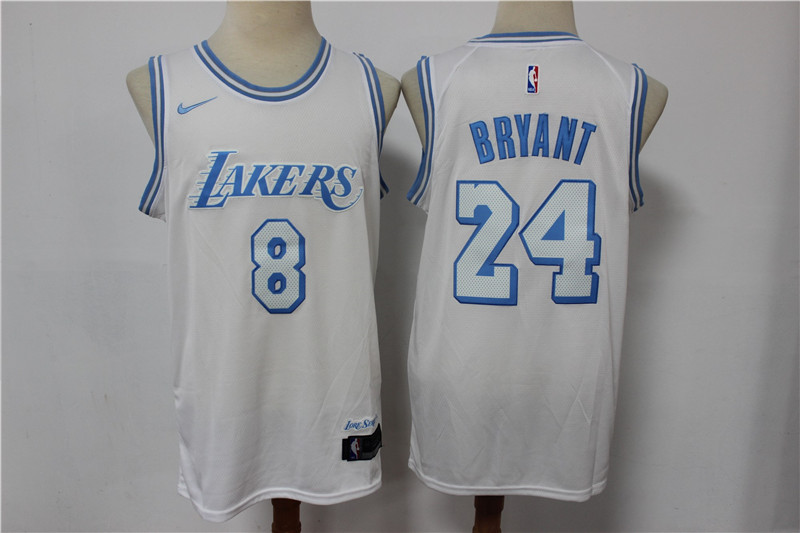 Lakers 8 & 24 Kobe Bryant White 2020-21 City Edition Nike Swingman Jersey