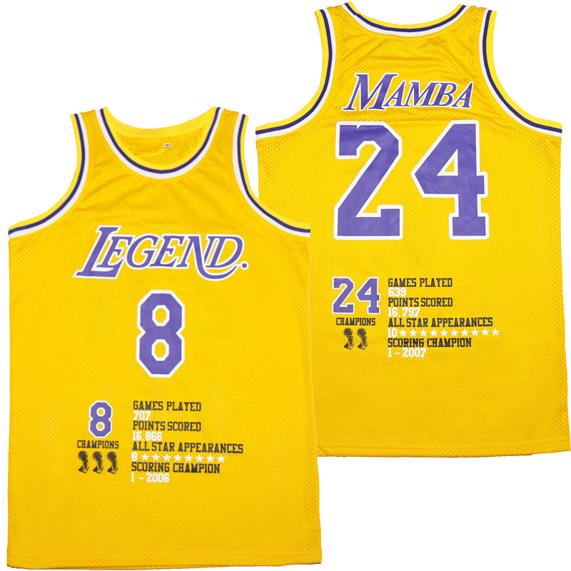 Lakers 8 & 24 Kobe Bryant Yellow Swingman Fashion Jersey