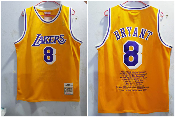 Lakers 8 Kobe Bryant Yellow 1996-97 Hardwood Classics Jersey