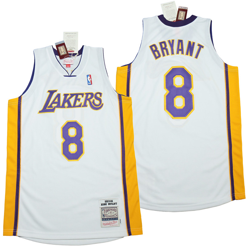 Lakers 8 Kobe Bryant white 2003-04 Throwback Jerseys