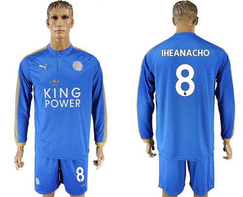 Leicester City #8 Iheanacho Home Long Sleeves Soccer Club Jersey