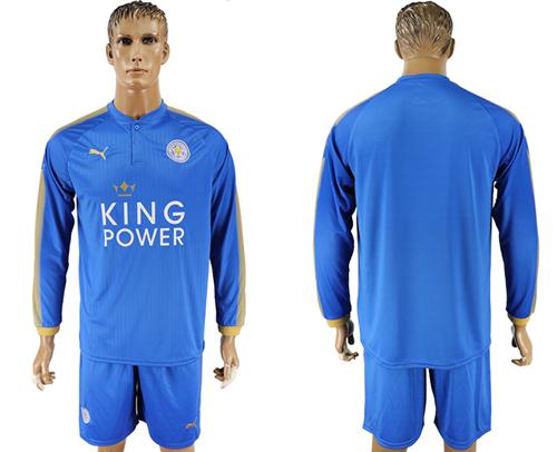 Leicester City Blank Home Long Sleeves Soccer Club Jersey