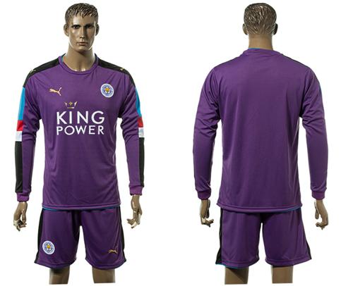 Leicester City Blank Purple Goalkeeper Long Sleeves Soccer Club Jersey