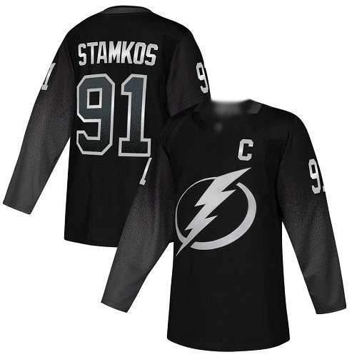 Lightning #91 Steven Stamkos Black Alternate Authentic Stitched Youth Hockey Jersey