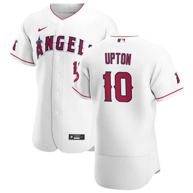 Los Angeles Angels #10 Justin Upton Men's Nike White Home 2020 Authentic Player MLB Jersey