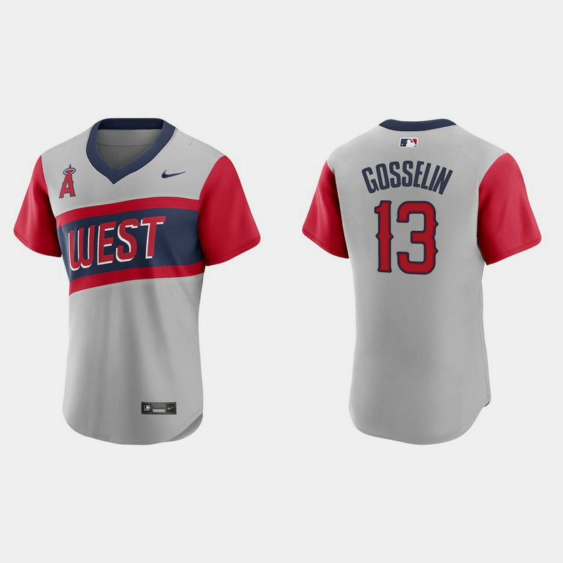 Los Angeles Angels #13 Phil Gosselin Men's Nike Gray 2021 Little League Classic Authentic MLB Jersey
