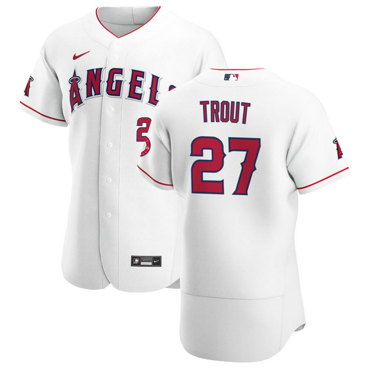 Los Angeles Angels #27 Mike Trout Men's Nike White Home 2020 Authentic Player MLB Jersey