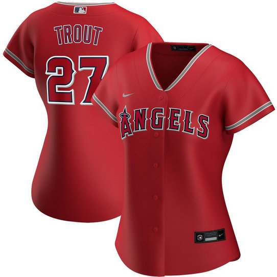 Los Angeles Angels #27 Mike Trout Nike Women's Alternate 2020 MLB Player Jersey Red