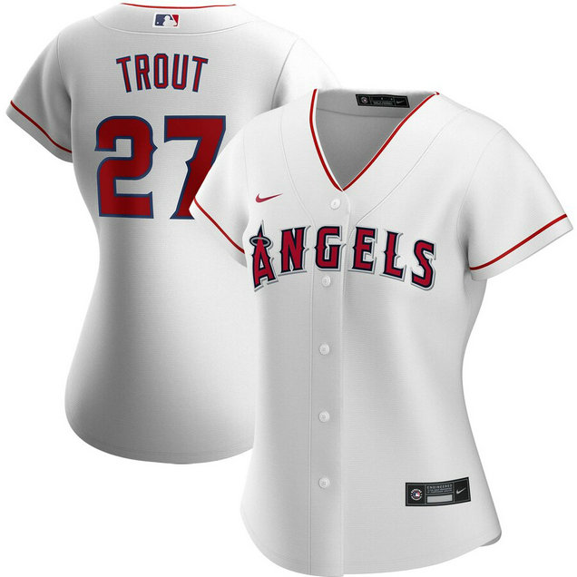 Los Angeles Angels #27 Mike Trout Nike Women's Home 2020 MLB Player Jersey White