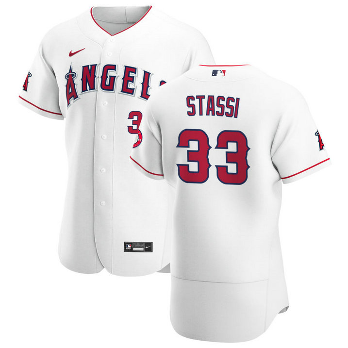 Los Angeles Angels #33 Max Stassi Men's Nike White Home 2020 Authentic Player MLB Jersey