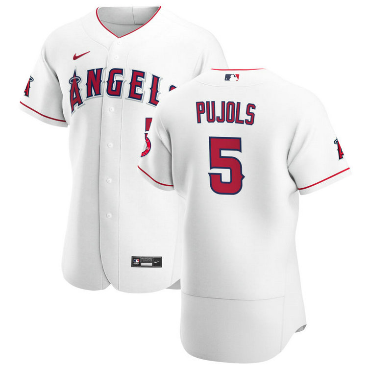 Los Angeles Angels #5 Albert Pujols Men's Nike White Home 2020 Authentic Player MLB Jersey