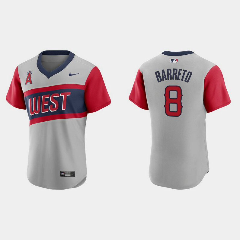 Los Angeles Angels #8 Franklin Barreto Men's Nike Gray 2021 Little League Classic Authentic MLB Jersey