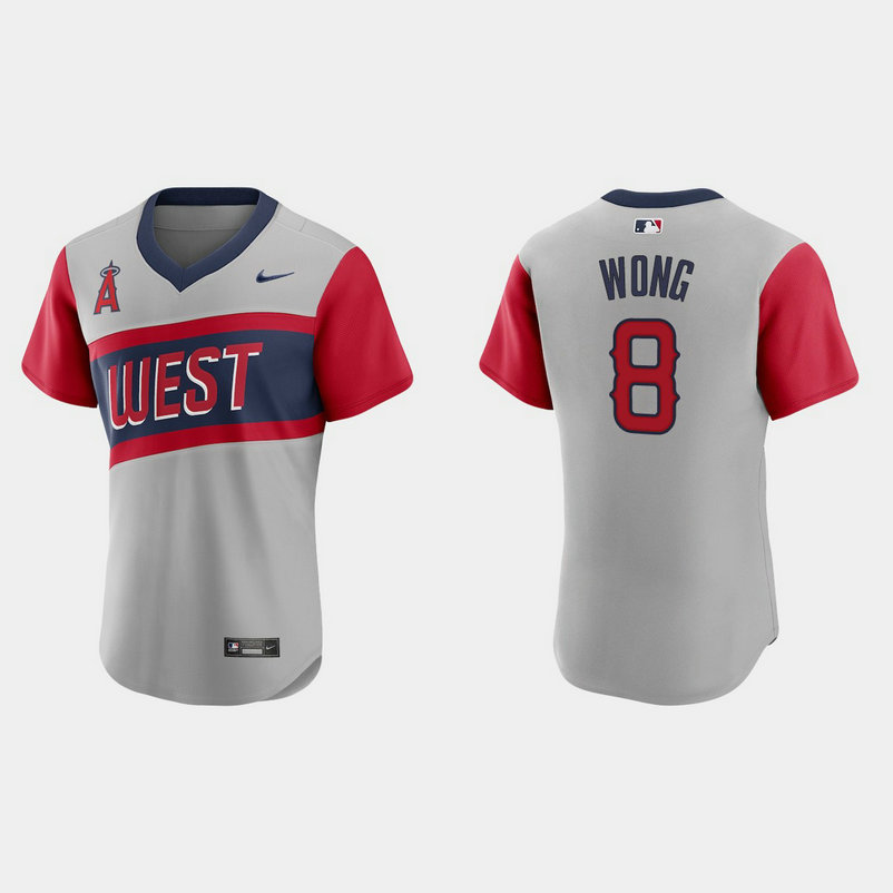 Los Angeles Angels #8 Kean Wong Men's Nike Gray 2021 Little League Classic Authentic MLB Jersey