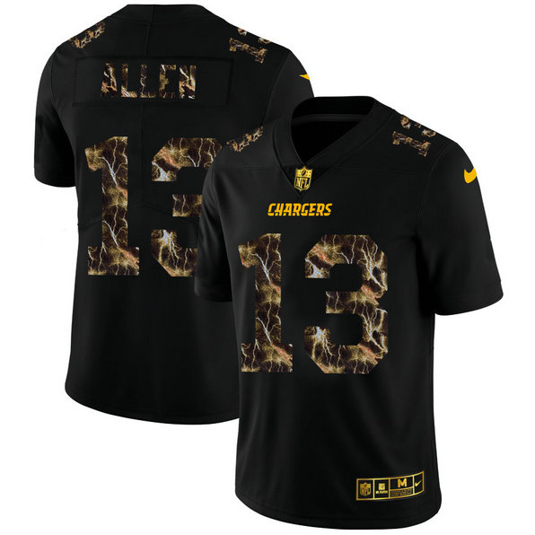 Los Angeles Chargers #13 Keenan Allen Men's Black Nike Flocked Lightning Vapor Limited NFL Jersey