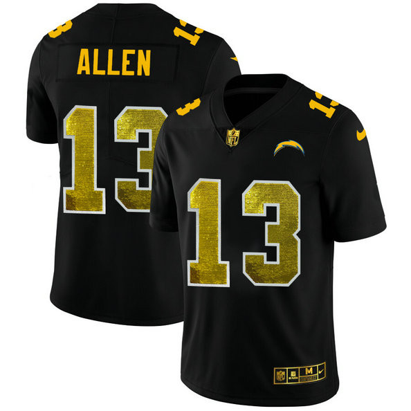 Los Angeles Chargers #13 Keenan Allen Men's Black Nike Golden Sequin Vapor Limited NFL Jersey