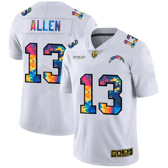 Los Angeles Chargers #13 Keenan Allen Men's White Nike Multi-Color 2020 NFL Crucial Catch Limited NFL Jersey