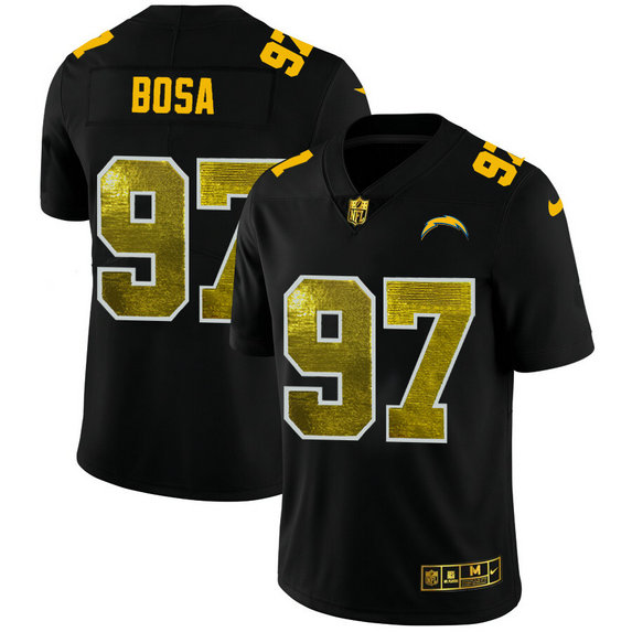 Los Angeles Chargers #97 Joey Bosa Men's Black Nike Golden Sequin Vapor Limited NFL Jersey