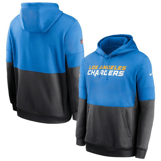 Los Angeles Chargers Nike Sideline Impact Lockup Performance Pullover Hoodie Powder Blue Charcoal