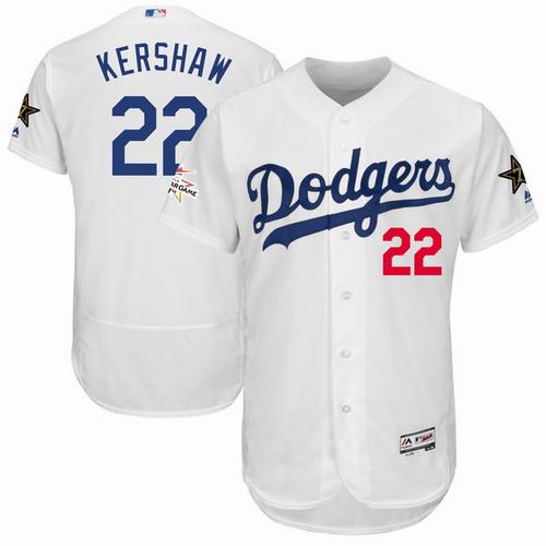 Los Angeles Dodgers #22 Clayton Kershaw Majestic White 2017 MLB All-Star Game Worn FlexBase Jersey