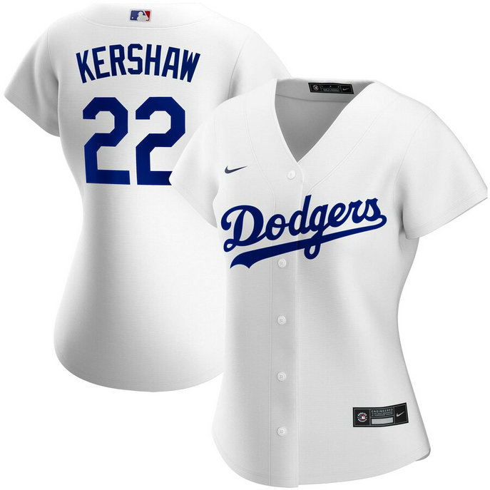 Los Angeles Dodgers #22 Clayton Kershaw Nike Women's Home 2020 MLB Player Jersey White