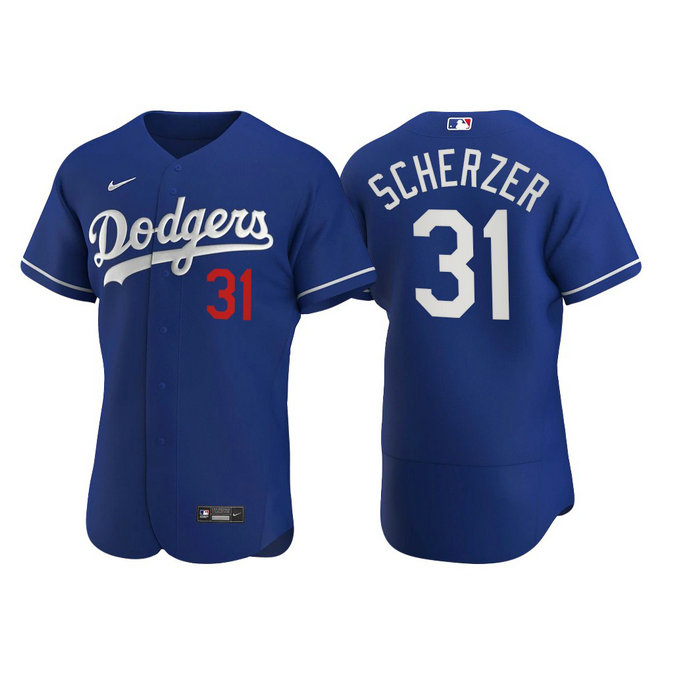 Los Angeles Dodgers #31 Max Scherzer Men's Nike Royal Alternate 2020 Authentic Player MLB Jersey