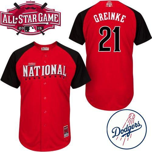 Los Angeles Dodgers 21 Zack Greinke Red 2015 All-Star National League Baseball jersey