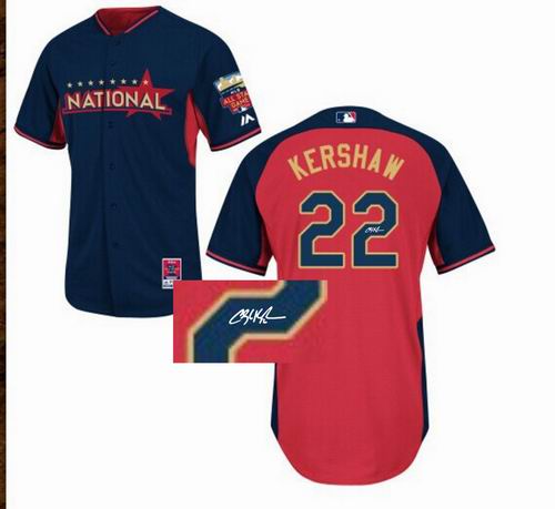 Los Angeles Dodgers 22# Clayton Kershaw National League 2014 All Star Signature Jersey