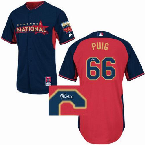 Los Angeles Dodgers 66# Yasiel Puig National League 2014 All Star Signature Jersey