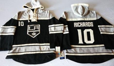Los Angeles Kings 10 Mike Richards Black Sawyer Hooded Sweatshirt NHL Jersey