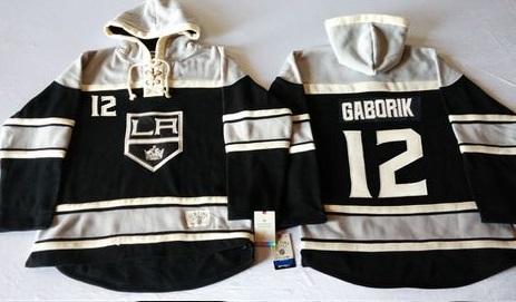 Los Angeles Kings 12 Marian Gaborik Black Sawyer Hooded Sweatshirt NHL Jersey