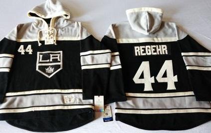 Los Angeles Kings 44 Robyn Regehr Black Sawyer Hooded Sweatshirt NHL Jersey