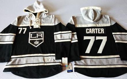 Los Angeles Kings 77 Jeff Carter Black Sawyer Hooded Sweatshirt NHL Jersey