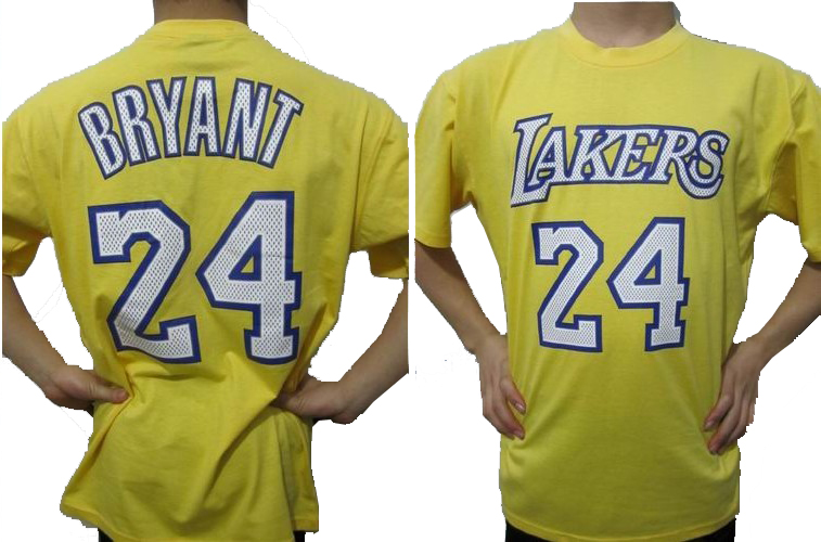 Los Angeles Lakers #24 Kobe Bryant yellow T shirts