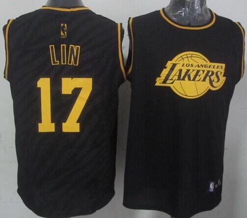 Los Angeles Lakers 17 Jeremy Lin Black Precious Metals Fashion NBA Jersey