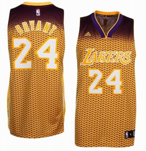 Los Angeles Lakers 24# Kobe Bryant Resonate Fashion Swingman Gold Purple Jersey