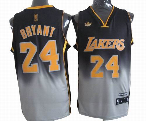 Los Angeles Lakers 24# Kobe Bryant black grey Fashion Swingman Jersey