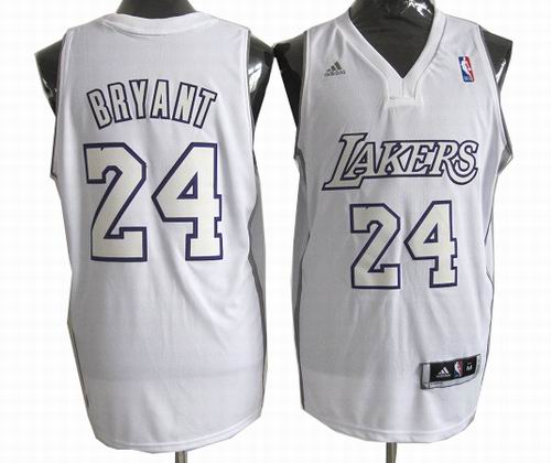 Los Angeles Lakers 24# Kobe Bryant white Silvery white number jersey