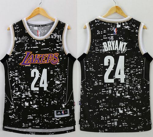 Los Angeles Lakers 24 Kobe Bryant Black City Light NBA Jersey