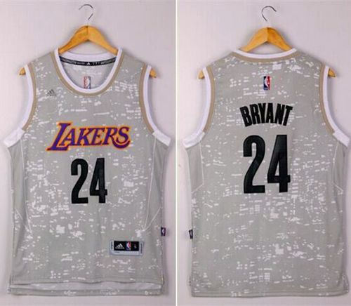 Los Angeles Lakers 24 Kobe Bryant Grey City Light NBA Jersey