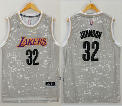 Los Angeles Lakers 32 Magic Johnson Grey City Light NBA Jersey