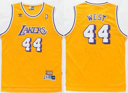 Los Angeles Lakers 44 Jerry West Gold Throwback NBA Jersey