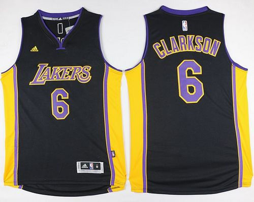 Los Angeles Lakers 6 Jordan Clarkson Black(Purple NO.) NBA Jersey
