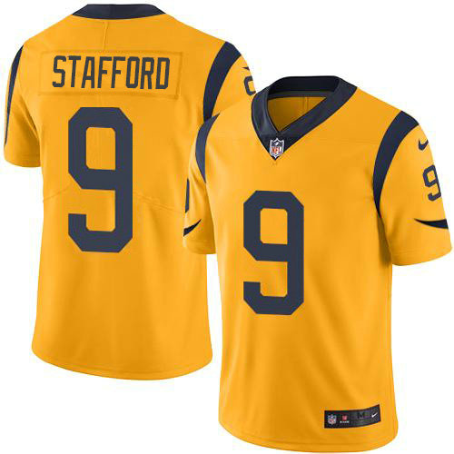 Los Angeles Rams #9 Matthew Stafford Gold Men's Stitched NFL Limited Rush Jersey