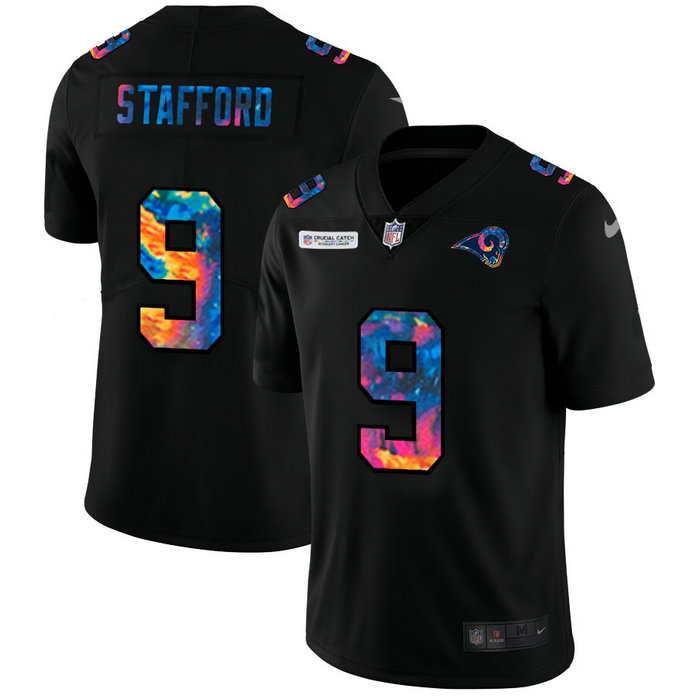 Los Angeles Rams #9 Matthew Stafford Men's Nike Multi-Color Black 2020 NFL Crucial Catch Vapor Untouchable Limited Jersey