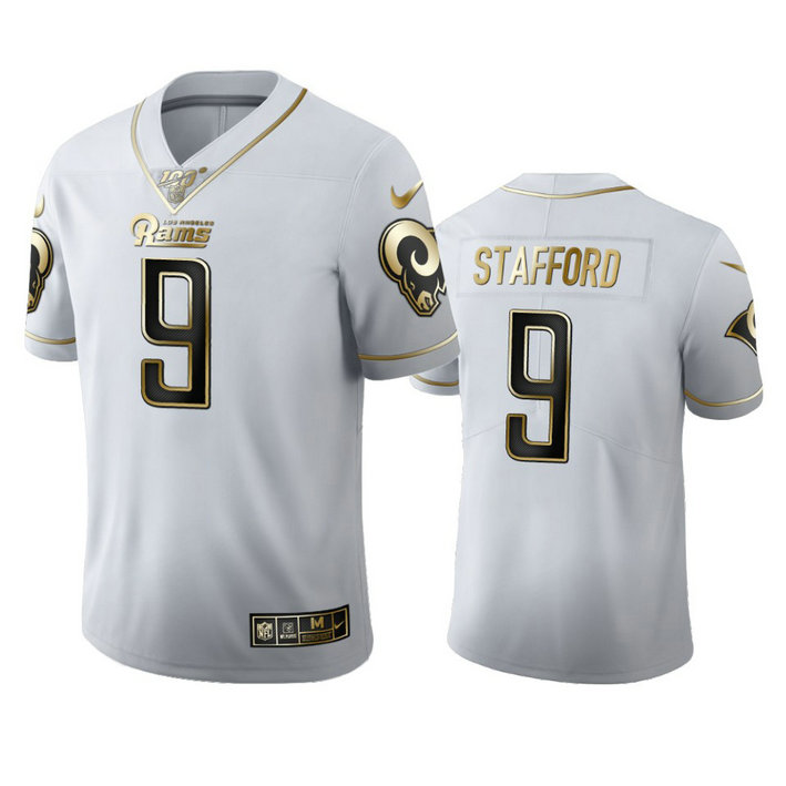 Los Angeles Rams #9 Matthew Stafford Men's Nike White Golden Edition Vapor Limited NFL 100 Jersey