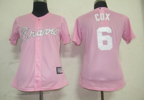 MLB Women Jerseys Atlanta Braves 6# cox Pink