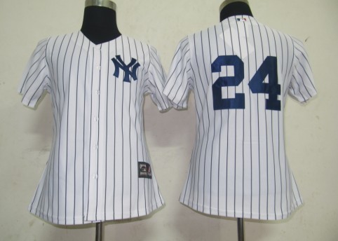 MLB Women Jerseys New York Yankees 24 Robinson Cano white Black strip