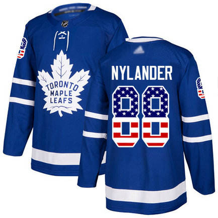Maple Leafs #88 William Nylander Blue Home Authentic USA Flag Stitched Youth Hockey Jersey