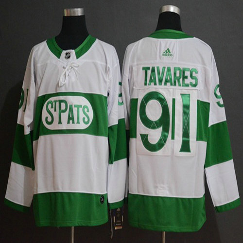 Maple Leafs #91 John Tavares White Authentic St. Pats Stitched Hockey Jersey