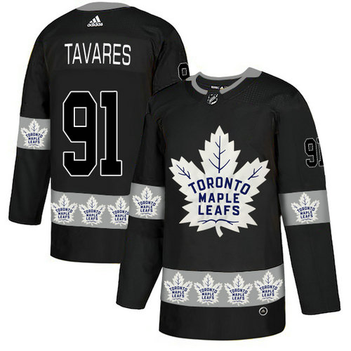 Maple Leafs 91 John Tavares Black Team Logos Fashion Adidas Jersey